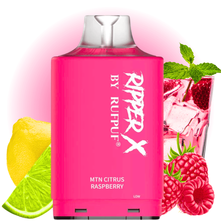 RufPuf Ripper X 75K Turbo Pod - MTN Citrus Raspberry 75000 Puffs / 20mg Salt Nicotine at Okotoks Vape SuperStore in Alberta Canada