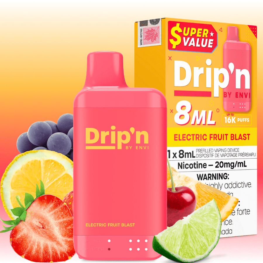 Drip'n by Envi 16K Disposable Vape - Electric Fruit Blast 8mL / 16000 Puffs / 20mg Okotoks Vape SuperStore Okotoks Alberta