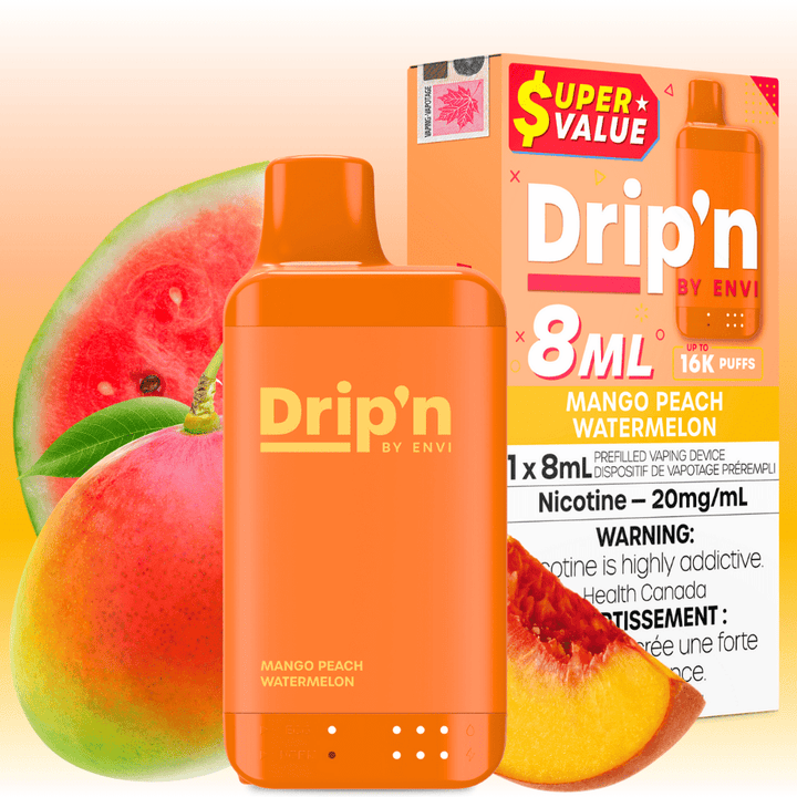 Drip'n by Envi 16K Disposable Vape - Mango Peach Watermelon 8mL / 16000 Puffs / 20mg Okotoks Vape SuperStore Okotoks Alberta