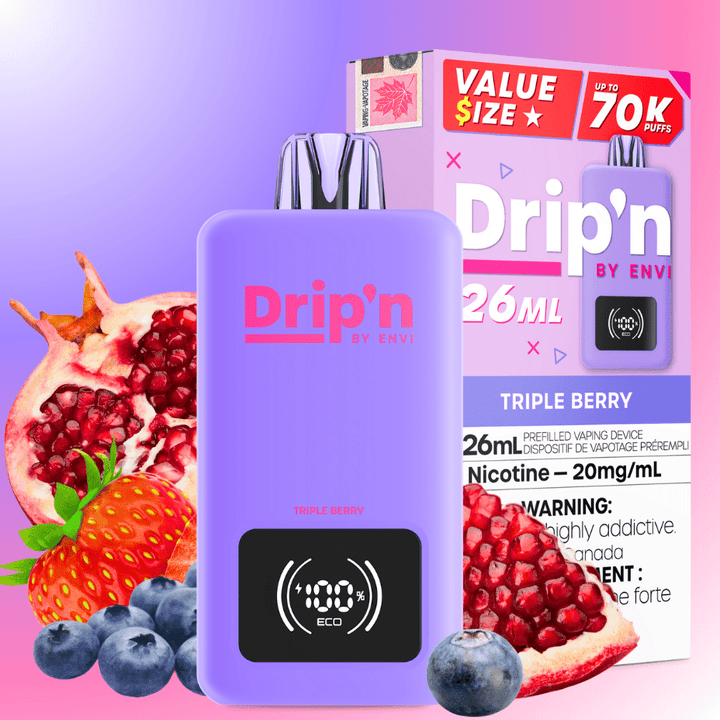Drip'n by Envi 70K Disposable Vape - Triple Berry 26mL / 70000 Puffs / 20mg Okotoks Vape SuperStore Okotoks Alberta
