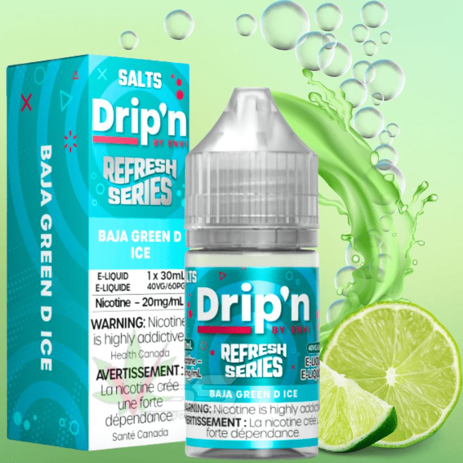 Drip'n by Envi Refresh Salt - Baja Green D Ice 20mg Okotoks Vape SuperStore Okotoks Alberta