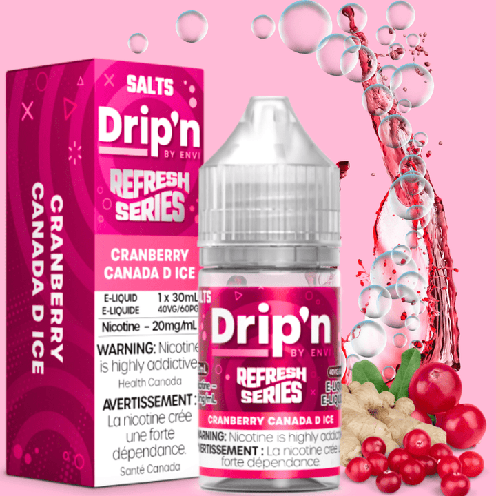 Drip'n by Envi Refresh Salt - Cranberry Canada D Ice 20mg / 30ml Okotoks Vape SuperStore Okotoks Alberta