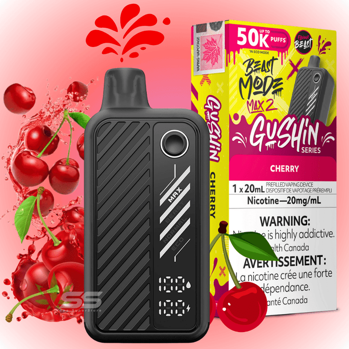 Flavour Beast Max 2 Disposable Vape-Gushin Cherry 20mg / 50000 Puffs Okotoks Vape SuperStore Okotoks Alberta