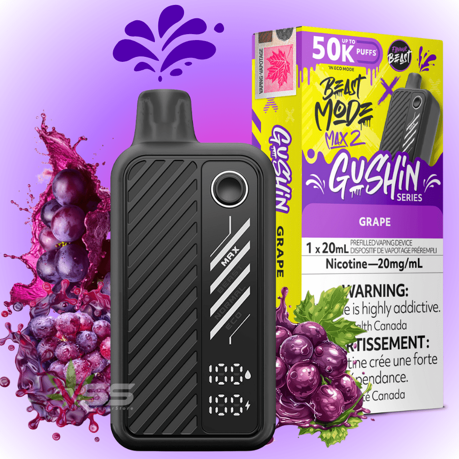 Flavour Beast Max 2 Disposable Vape-Gushin Grape 20mg / 50000 Puffs Okotoks Vape SuperStore Okotoks Alberta