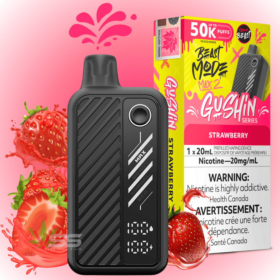 Flavour Beast Max 2 Disposable Vape-Gushin Strawberry 20mg / 50000 Puffs Okotoks Vape SuperStore Okotoks Alberta