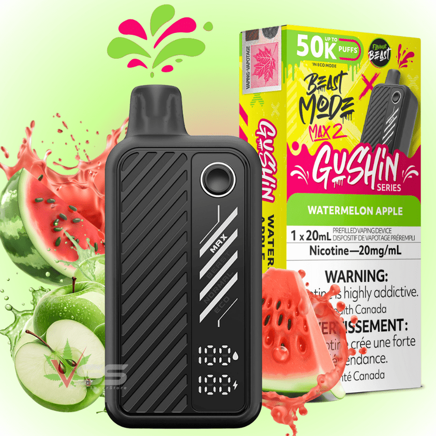 Flavour Beast Max 2 Disposable Vape-Gushin Watermelon Apple 20mg / 50000 Puffs Okotoks Vape SuperStore Okotoks Alberta
