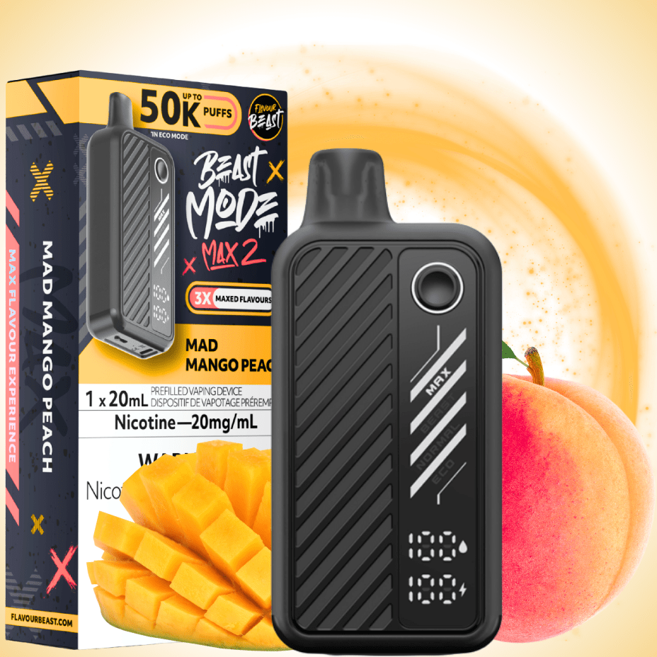 Flavour Beast Max 2 Disposable Vape-Mad Mango Peach 20mg / 50000 Puffs Okotoks Vape SuperStore Okotoks Alberta