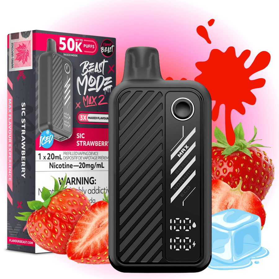 Flavour Beast Max 2 Disposable Vape-Sic Strawberry Iced 50000 Puffs / 20mg Okotoks Vape SuperStore Okotoks Alberta