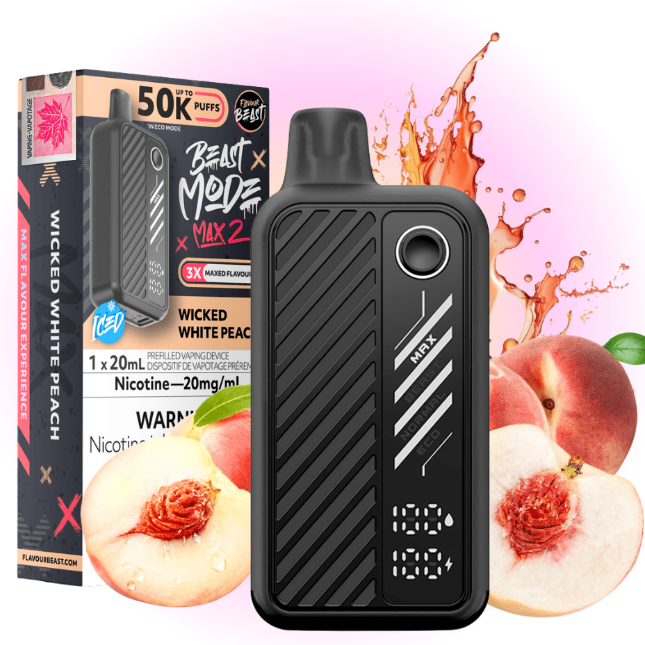Flavour Beast Max 2 Disposable Vape-Wicked White Peach Iced 50000 Puffs / 20mg Okotoks Vape SuperStore Okotoks Alberta