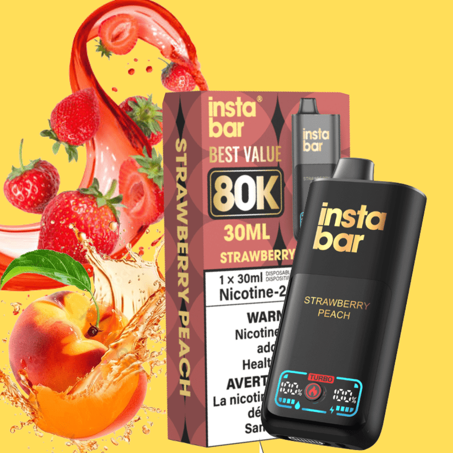 Insta Bar 80K Disposable Vape-Strawberry Peach Okotoks Vape SuperStore Okotoks Alberta