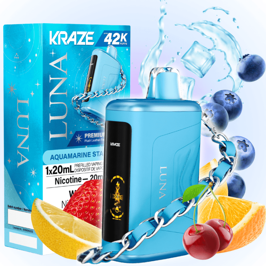 Kraze Luna Disposable Vape-Aquamarine Star B Ice 20mg / 42000 Puffs Okotoks Vape SuperStore Okotoks Alberta