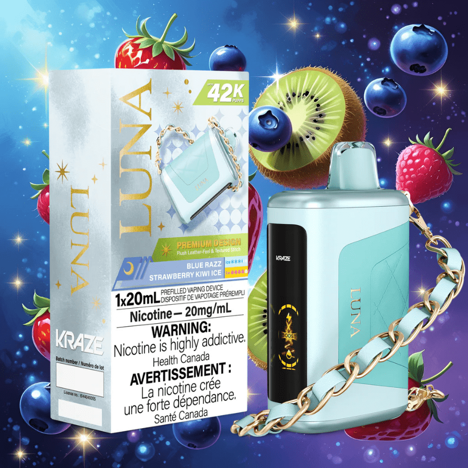 Kraze Luna Disposable Vape-Blue Razz Strawberry Kiwi Ice Okotoks Vape SuperStore Okotoks Alberta