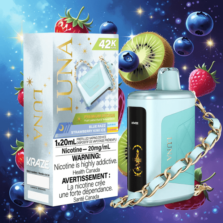 Kraze Luna Disposable Vape-Blue Razz Strawberry Kiwi Ice Okotoks Vape SuperStore Okotoks Alberta