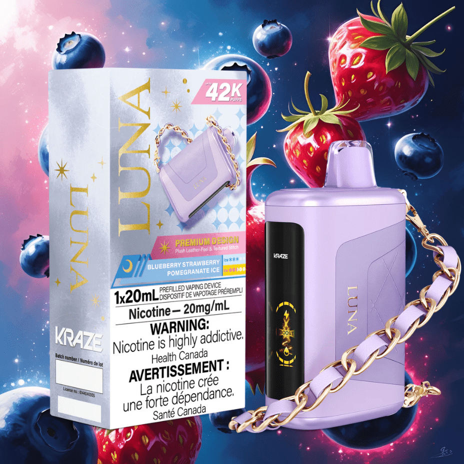 Kraze Luna Disposable Vape-Blueberry Strawberry Pomegranate Ice Okotoks Vape SuperStore Okotoks Alberta