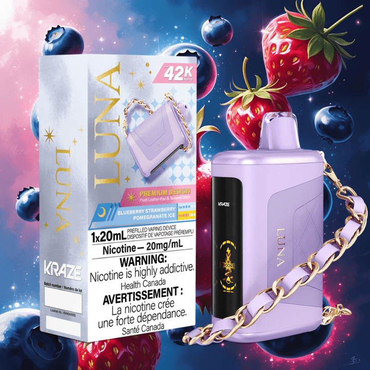 Kraze Luna Disposable Vape-Blueberry Strawberry Pomegranate Ice Okotoks Vape SuperStore Okotoks Alberta