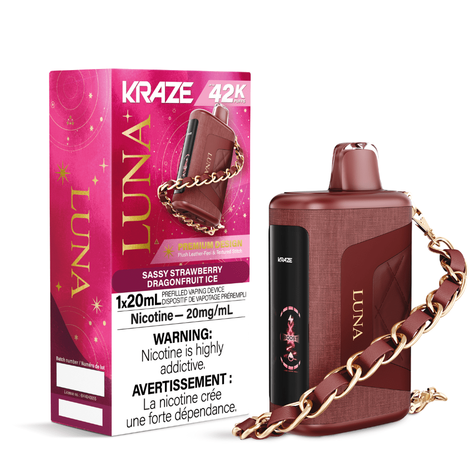 Kraze Luna Disposable Vape-Sassy Strawberry Dragonfruit Ice Okotoks Vape SuperStore Okotoks Alberta
