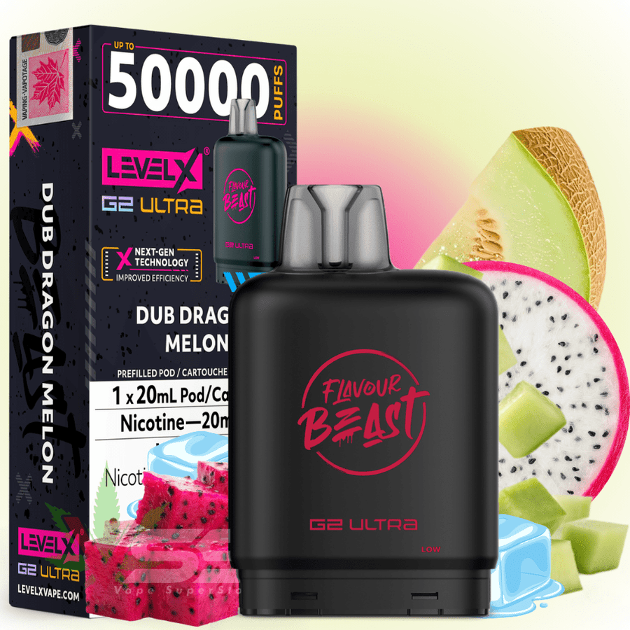 Level X G2 Ultra Flavour Beast Pod 50k-Dub Dragon Melon Okotoks Vape SuperStore Okotoks Alberta