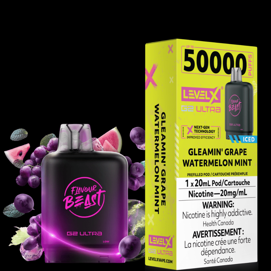 Level X G2 Ultra Flavour Beast Pod 50k-Gleamin Grape Watermelon Mint Iced Okotoks Vape SuperStore Okotoks Alberta