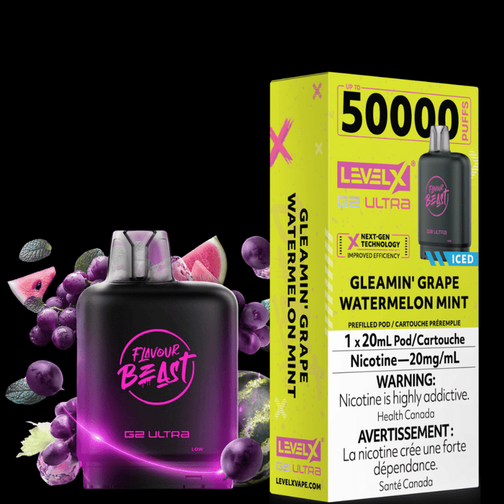Level X G2 Ultra Flavour Beast Pod 50k-Gleamin Grape Watermelon Mint Iced Okotoks Vape SuperStore Okotoks Alberta