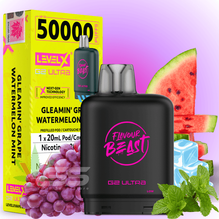 Level X G2 Ultra Flavour Beast Pod 50k-Gleamin Grape Watermelon Mint Iced Okotoks Vape SuperStore Okotoks Alberta