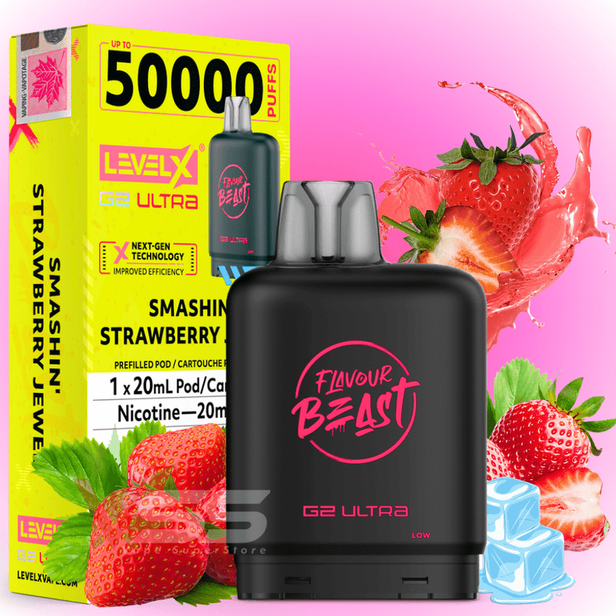 Level X G2 Ultra Flavour Beast Pod 50k-Smashin Strawberry Jewel Iced Okotoks Vape SuperStore Okotoks Alberta