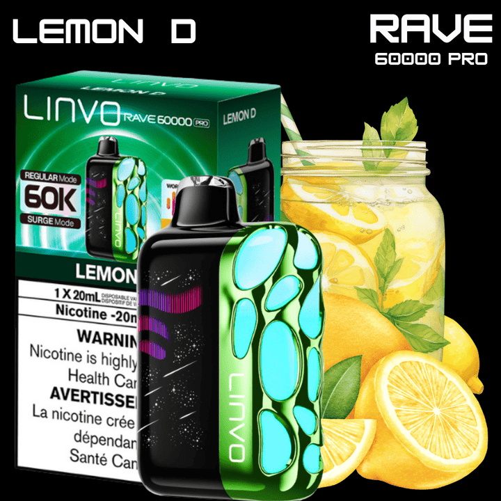 Linvo Rave 60k Disposable Vape-Lemon D Okotoks Vape SuperStore Okotoks Alberta