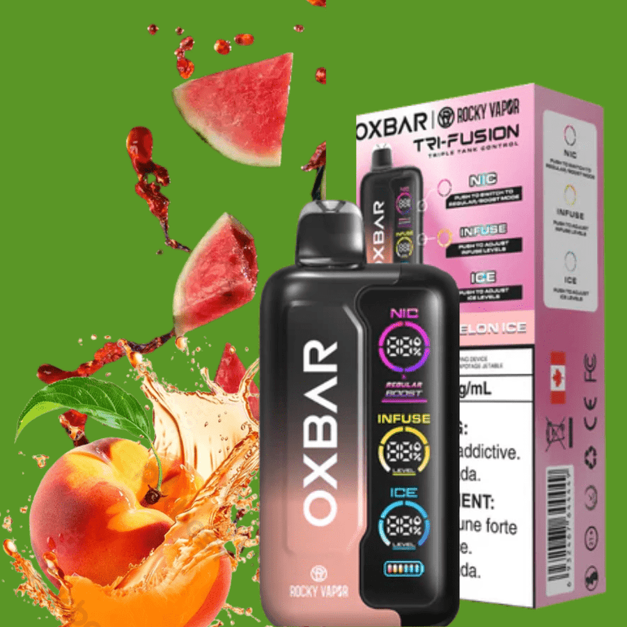 Oxbar Tri-Fusion 45k Disposable Vape-Peach Watermelon Ice 45000 Puffs / 20mg Okotoks Vape SuperStore Okotoks Alberta