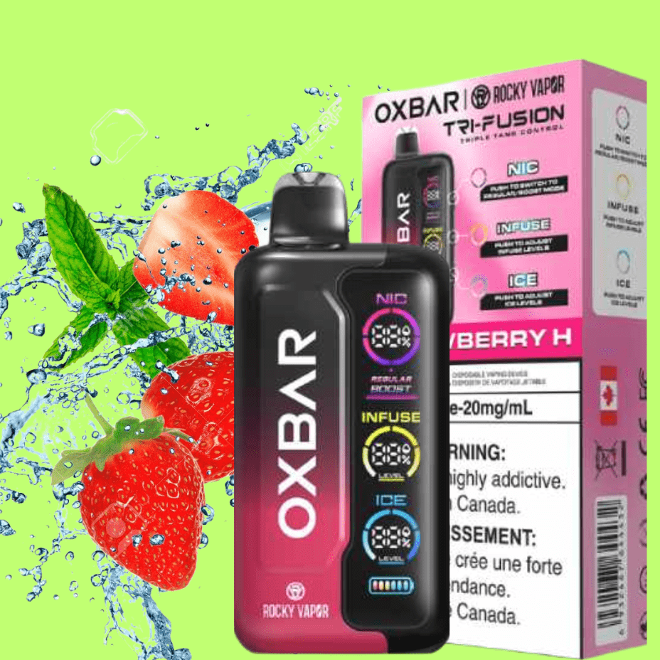 Oxbar Tri-Fusion 45k Disposable Vape-Strawberry H 45000 Puffs / 20mg Okotoks Vape SuperStore Okotoks Alberta