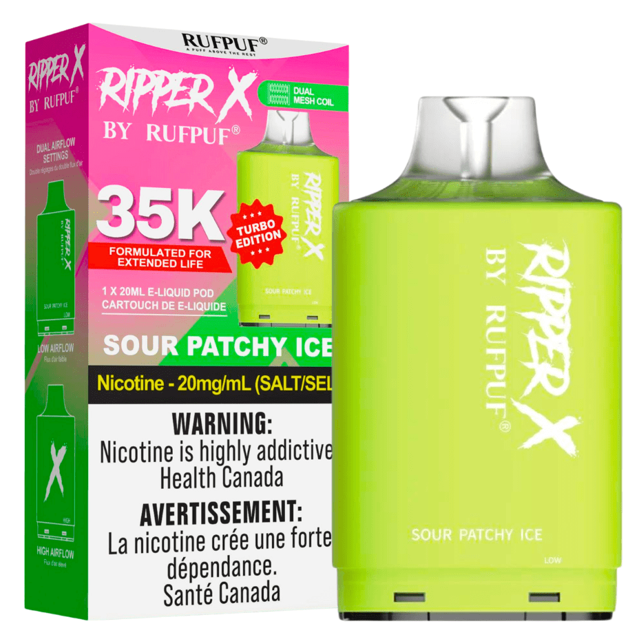 RufPuf Ripper X 50K Turbo Pod - Sour Patchy Ice Okotoks Vape SuperStore Okotoks Alberta