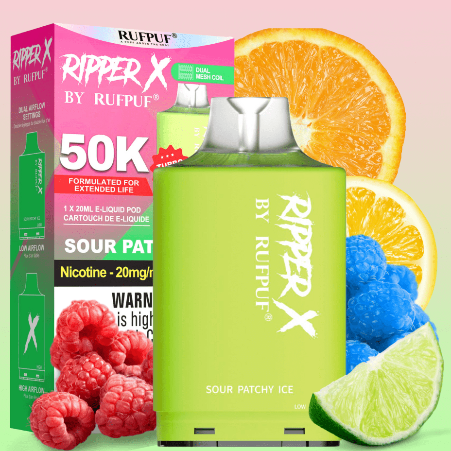 RufPuf Ripper X 50K Turbo Pod - Sour Patchy Ice Okotoks Vape SuperStore Okotoks Alberta