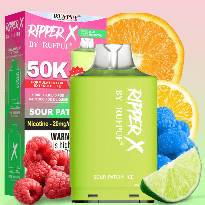 RufPuf Ripper X 50K Turbo Pod - Sour Patchy Ice Okotoks Vape SuperStore Okotoks Alberta