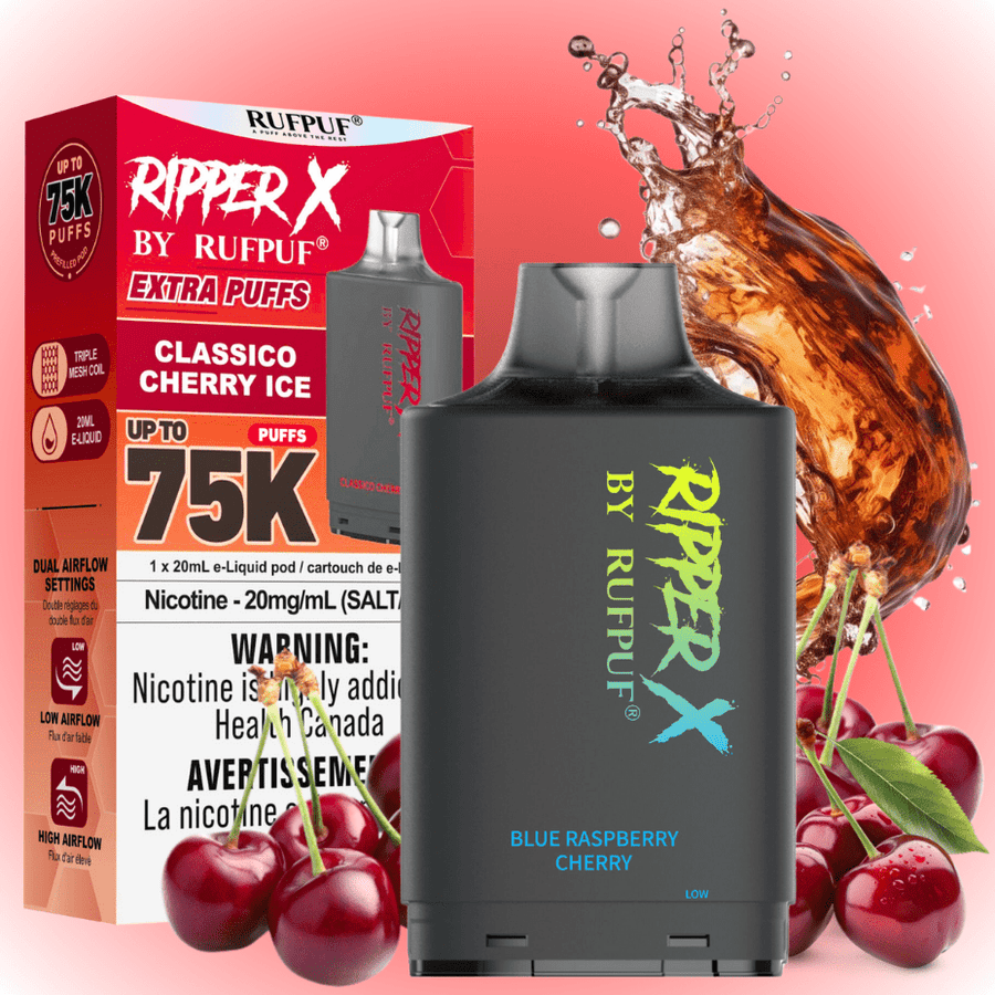 RufPuf Ripper X 75k Turbo Pod-Classico Cherry Ice 20mg / 75000 Puffs Okotoks Vape SuperStore Okotoks Alberta