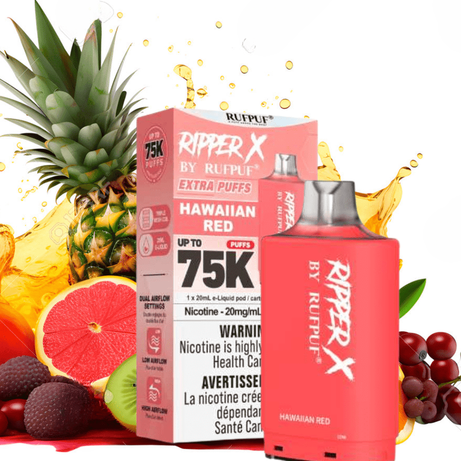 RufPuf Ripper X 75k Turbo Pod-Hawaiian Red 20mg / 75000 Puffs Okotoks Vape SuperStore Okotoks Alberta
