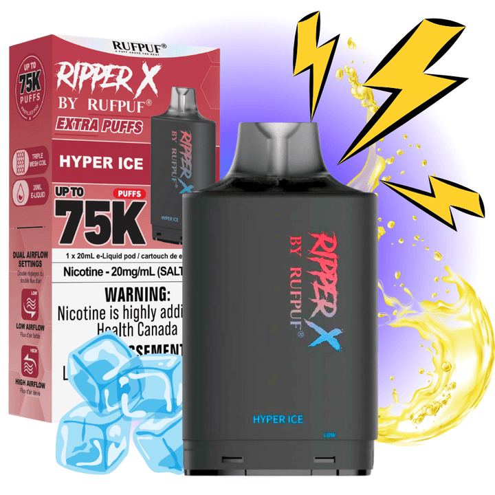 RufPuf Ripper X 75K Turbo Pod - Hyper Ice 20mg / 75000 Puffs Okotoks Vape SuperStore Okotoks Alberta