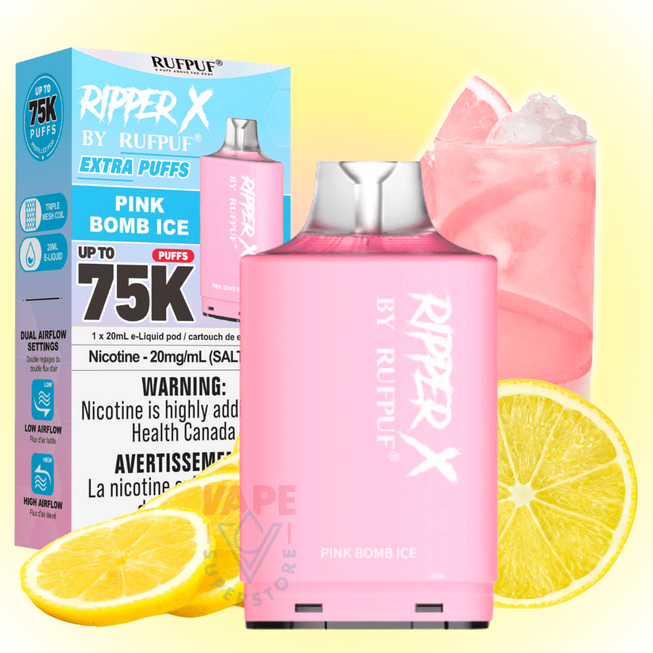 RufPuf Ripper X 75K Turbo Pod - Pink Bomb Ice 50000 Puffs / 20mg Okotoks Vape SuperStore Okotoks Alberta