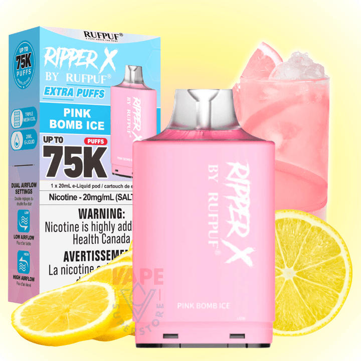 RufPuf Ripper X 75K Turbo Pod - Pink Bomb Ice 50000 Puffs / 20mg Okotoks Vape SuperStore Okotoks Alberta