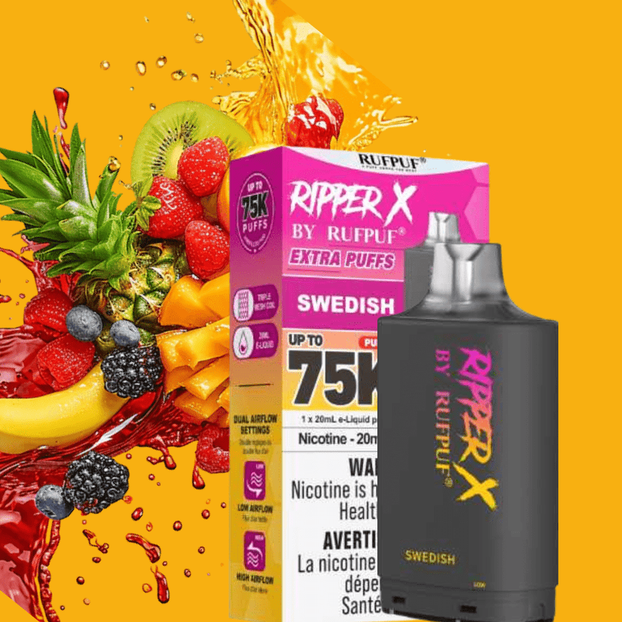 RufPuf Ripper X 75k Turbo Pod-Swedish 20mg / 75000 Puffs Okotoks Vape SuperStore Okotoks Alberta