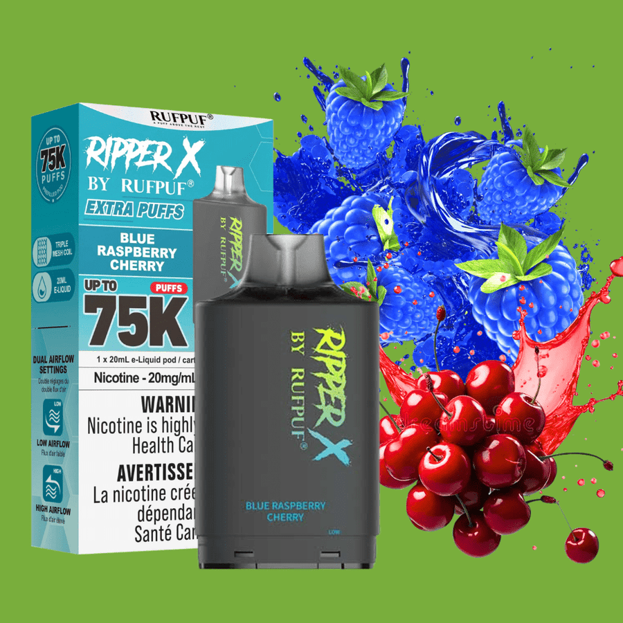 RufPuf Ripper X 75K Turbo Pods - Blue Raspberry Cherry Okotoks Vape SuperStore Okotoks Alberta