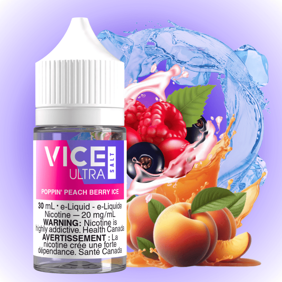 Vice Ultra Salt - Poppin' Peach Berry Ice 20mg Okotoks Vape SuperStore Okotoks Alberta