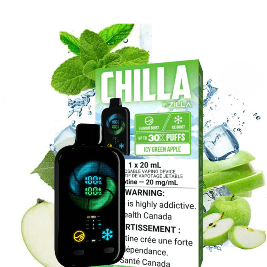 Chilla by Zilla 30k Disposable Vape-Icy Green Apple 50000 Puff / 20mg Okotoks Vape SuperStore Okotoks Alberta