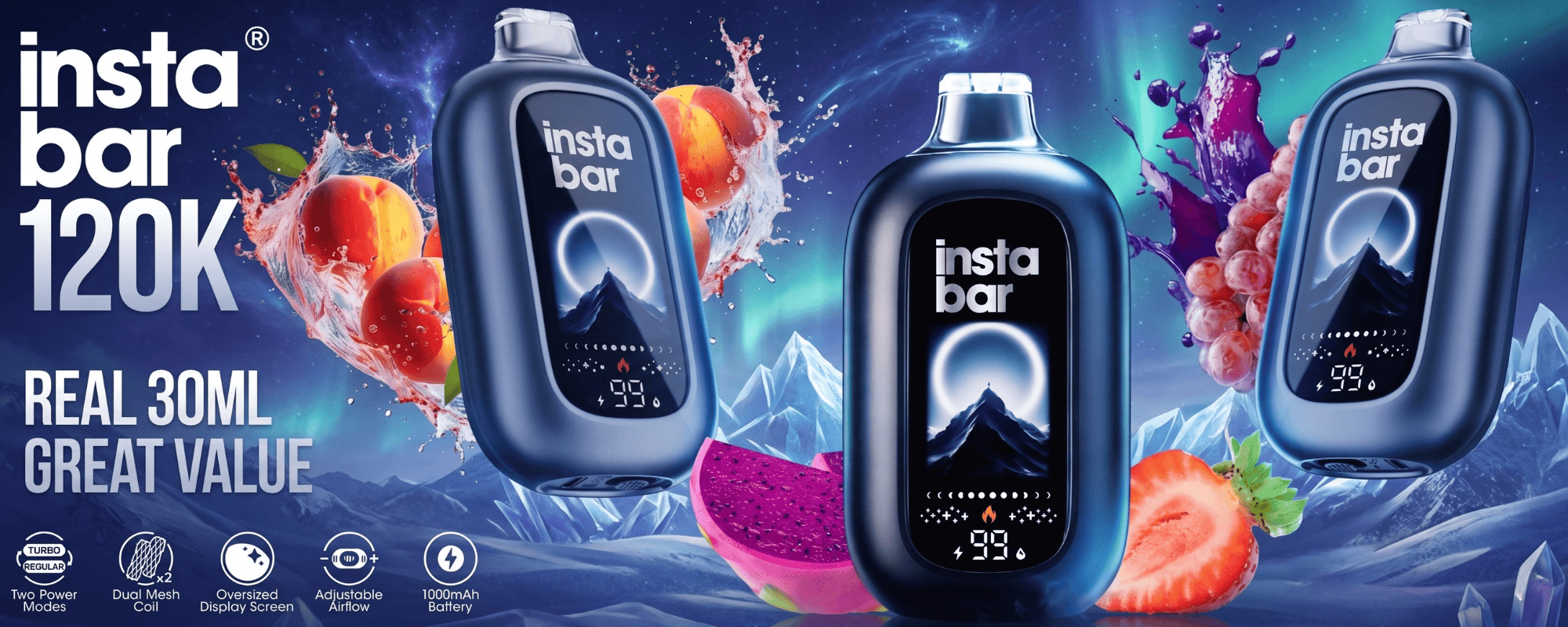 Insta Bar 120K Puff Disposable at Okotoks Vape SuperStore in Alberta Canada 