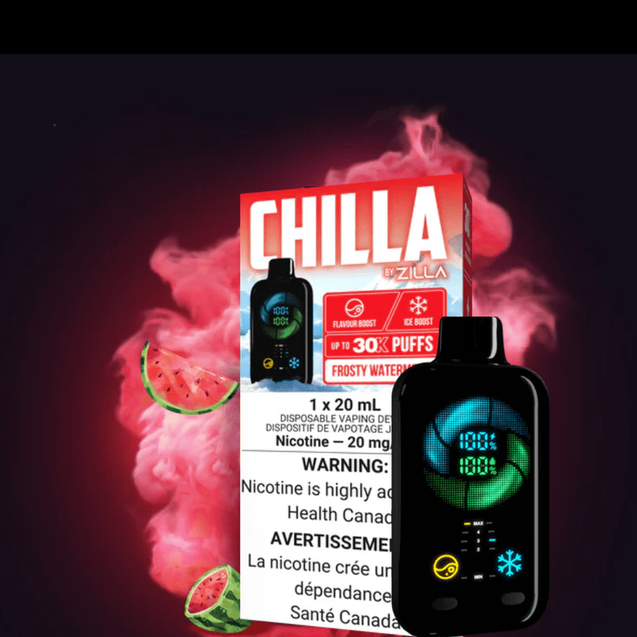 Chilla by Zilla 30k Disposable Vape-Frosty Watermelon 50000 Puff / 20mg Okotoks Vape SuperStore Okotoks Alberta