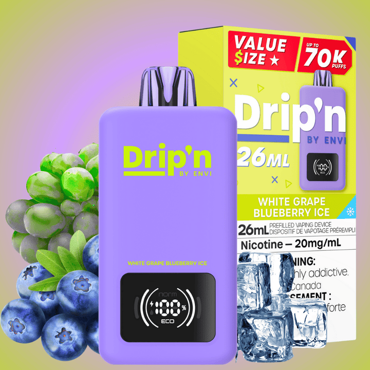 Drip'n by Envi 26ml 70K Disposable Vape - White Grape Blueberry Ice Okotoks Vape SuperStore Okotoks Alberta
