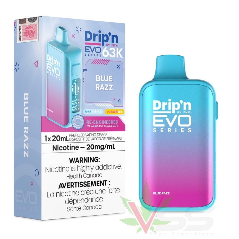 Drip'n by Envi Evo 63K Disposable Vape - Blue Razz Okotoks Vape SuperStore Okotoks Alberta
