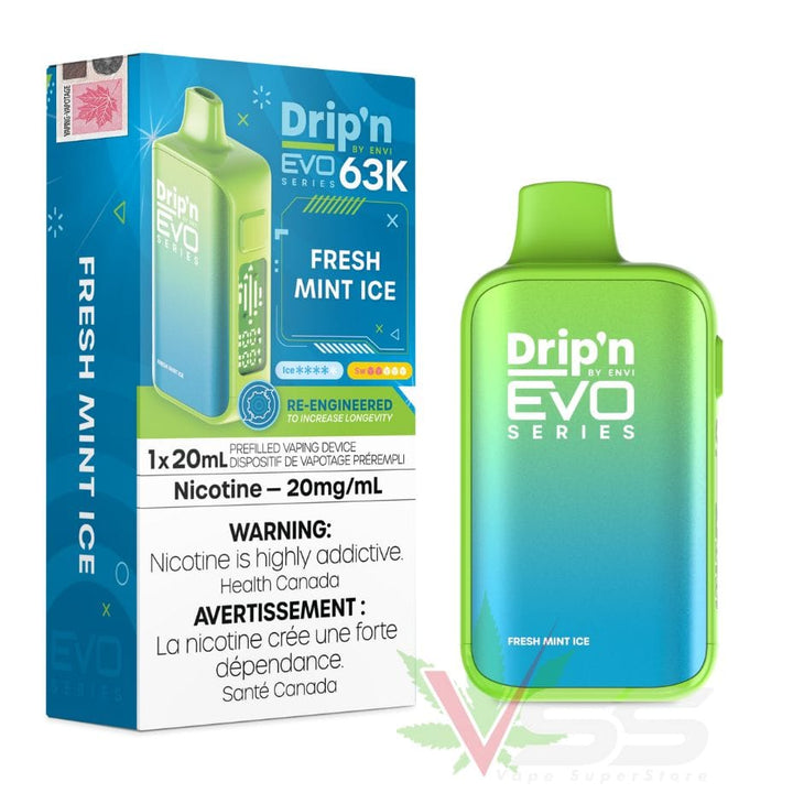 Drip'n by Envi Evo 63K Disposable Vape - Fresh Mint Ice Okotoks Vape SuperStore Okotoks Alberta
