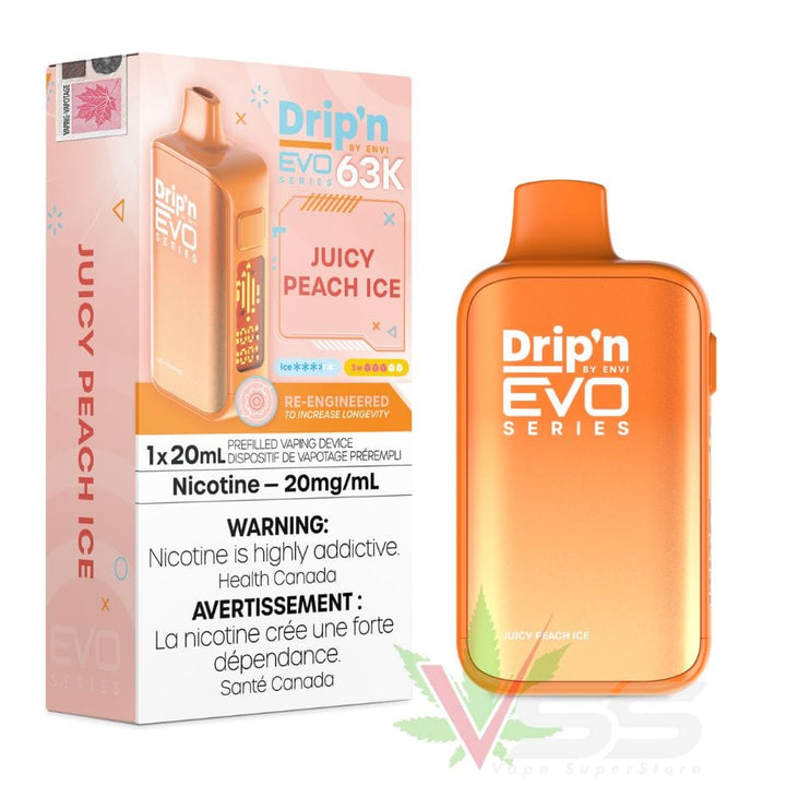 Drip'n by Envi Evo 63K Disposable Vape - Juicy Peach Ice Okotoks Vape SuperStore Okotoks Alberta