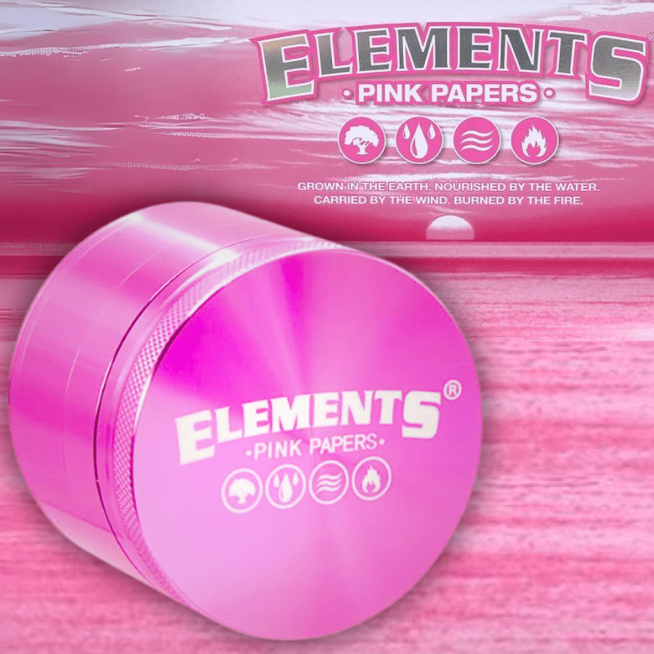 Elements Pink Aluminum 4 Piece Grinder 56mm 56mm / Pink Okotoks Vape SuperStore Okotoks Alberta