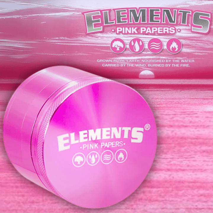 Elements Pink Aluminum 4 Piece Grinder 56mm 56mm / Pink Okotoks Vape SuperStore Okotoks Alberta