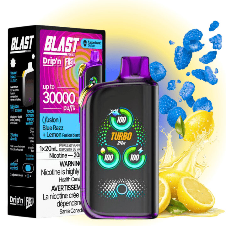 Envi Drip'n x Fasta Blast 30K Disposable Vape-Blue Razz + Lemon Fusion Okotoks Vape SuperStore Okotoks Alberta