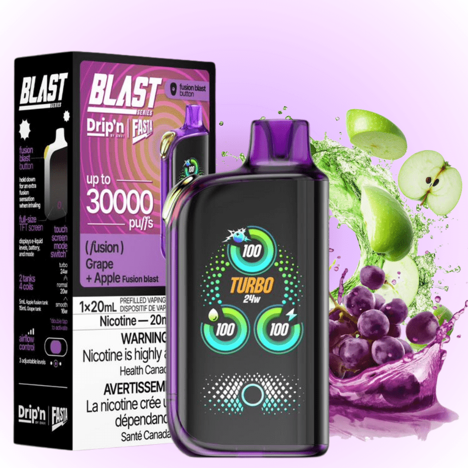 Envi Drip'n x Fasta Blast 30K Disposable Vape-Grape + Apple Fusion Okotoks Vape SuperStore Okotoks Alberta